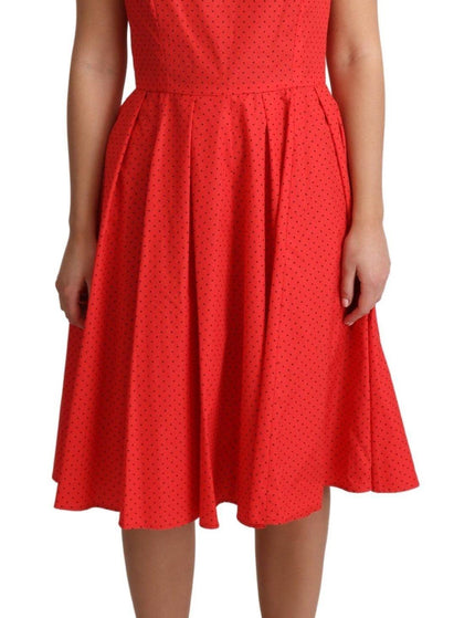 Dolce & Gabbana Red Polka Dotted Cotton A-Line Dress - Ellie Belle