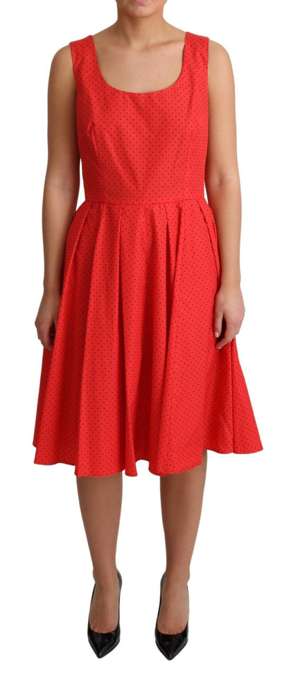 Dolce & Gabbana Red Polka Dotted Cotton A-Line Dress - Ellie Belle