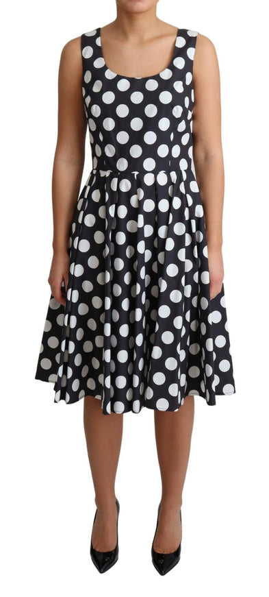 Dolce & Gabbana Blue Polka Dotted Cotton A-Line Dress - Ellie Belle