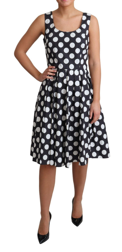 Dolce & Gabbana Blue Polka Dotted Cotton A-Line Dress - Ellie Belle