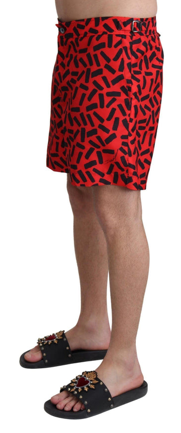 Dolce & Gabbana Red Patterned Beachwear Shorts Swimwear - Ellie Belle