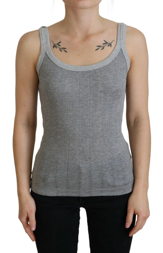 Dolce & Gabbana Gray Cotton Modal Canotta Tank Top T-shirt - Ellie Belle