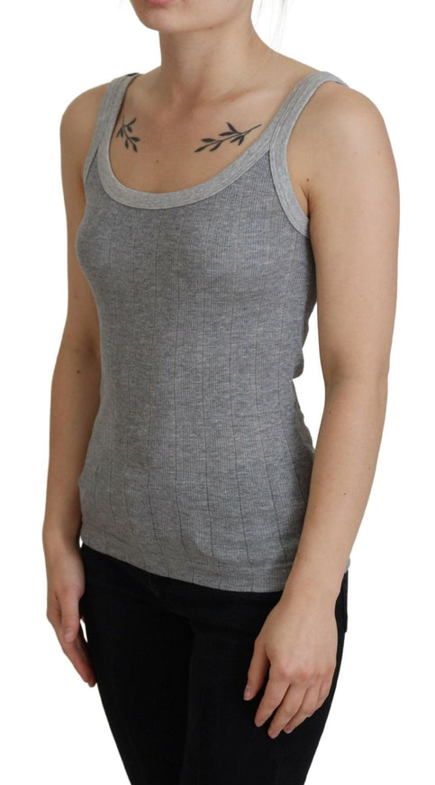 Dolce & Gabbana Gray Cotton Modal Canotta Tank Top T-shirt - Ellie Belle