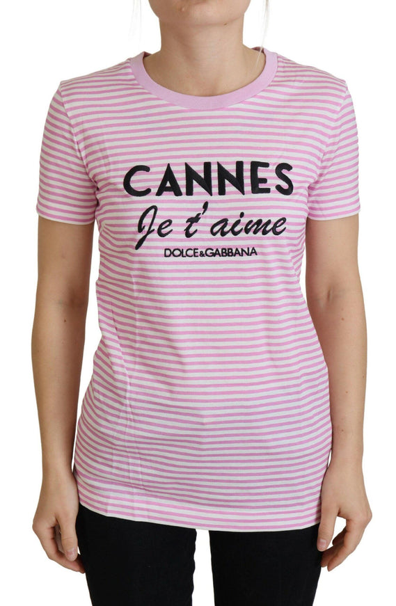 Dolce & Gabbana White Pink CANNES Exclusive T-shirt - Ellie Belle