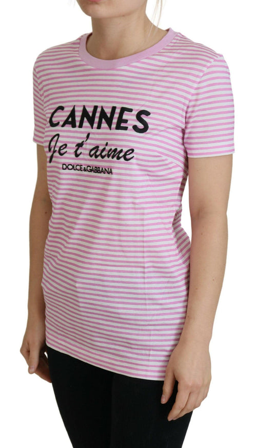 Dolce & Gabbana White Pink CANNES Exclusive T-shirt - Ellie Belle