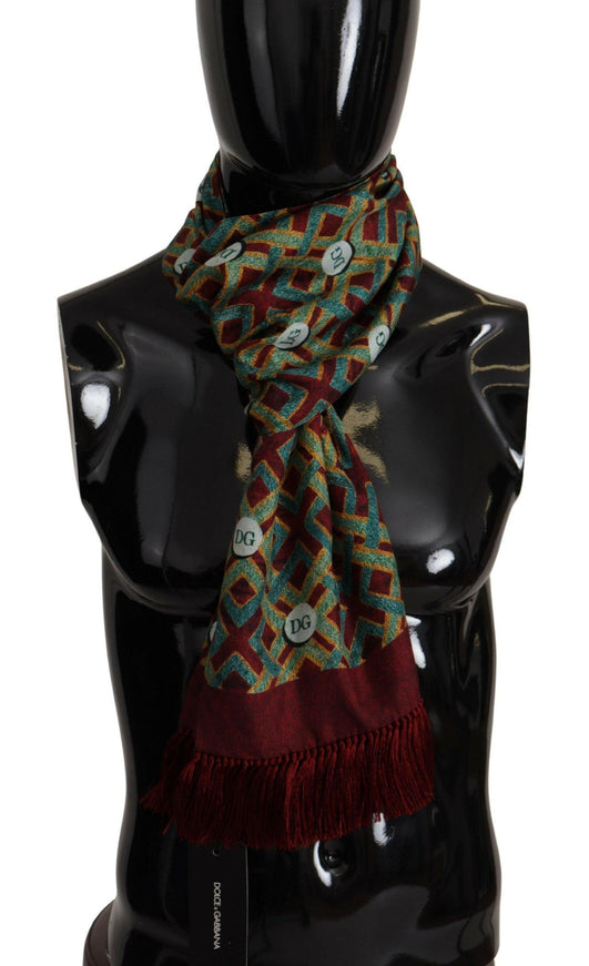 Dolce & Gabbana Multicolor DG Logo Shawl Warm Neck Wrap Fringe Scarf - Ellie Belle