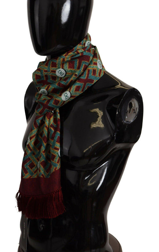 Dolce & Gabbana Multicolor DG Logo Shawl Warm Neck Wrap Fringe Scarf - Ellie Belle