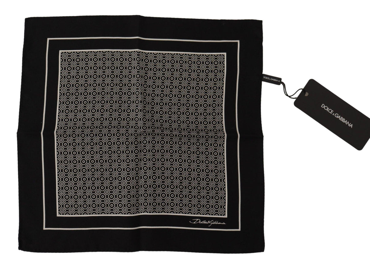 Dolce & Gabbana Black Geometric Patterned Square Handkerchief Scarf - Ellie Belle