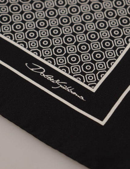 Dolce & Gabbana Black Geometric Patterned Square Handkerchief Scarf - Ellie Belle