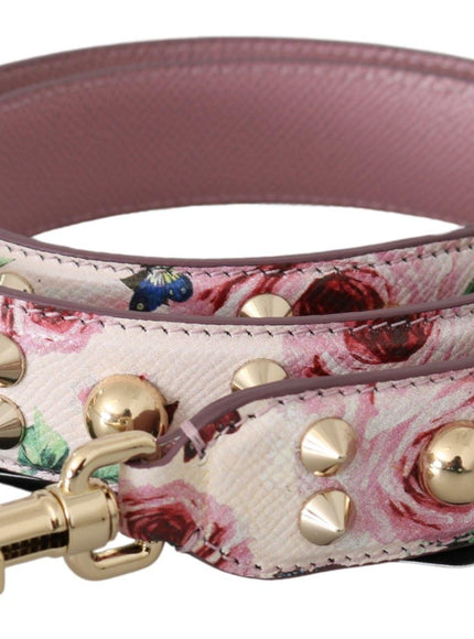Dolce & Gabbana Pink Floral Leather Stud Accessory Shoulder Strap