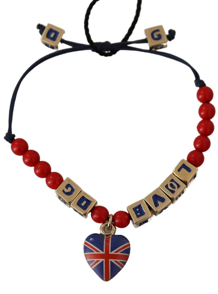 Dolce & Gabbana Red Blue Beaded DG LOVES LONDON Flag Branded Bracelet - Ellie Belle