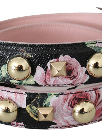 Dolce & Gabbana Pink Floral Leather Stud Accessory Shoulder Strap