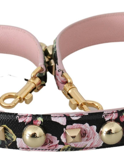 Dolce & Gabbana Pink Floral Leather Stud Accessory Shoulder Strap