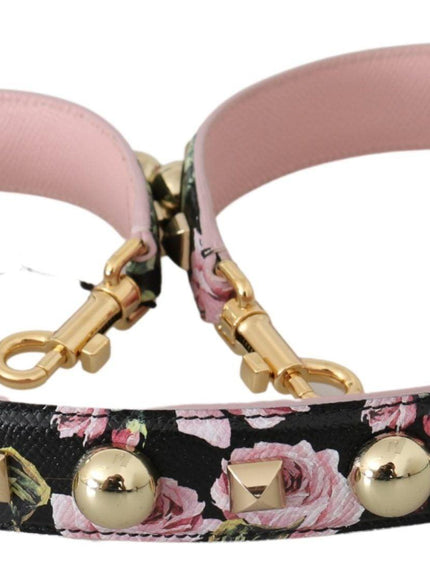Dolce & Gabbana Pink Floral Leather Stud Accessory Shoulder Strap