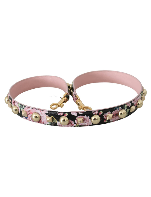 Dolce & Gabbana Pink Floral Leather Stud Accessory Shoulder Strap - Ellie Belle
