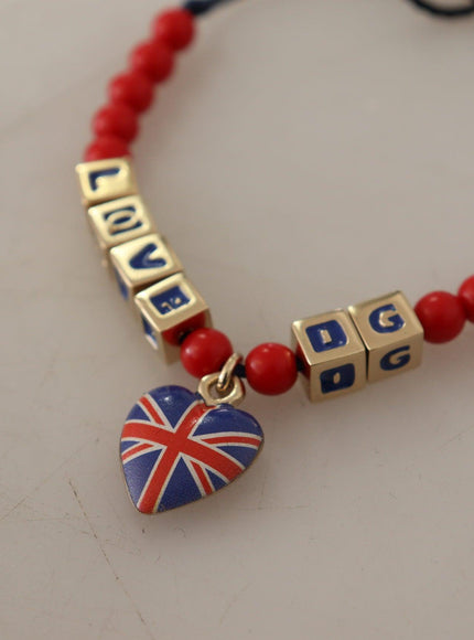 Dolce & Gabbana Red Blue Beaded DG LOVES LONDON Flag Branded Bracelet - Ellie Belle