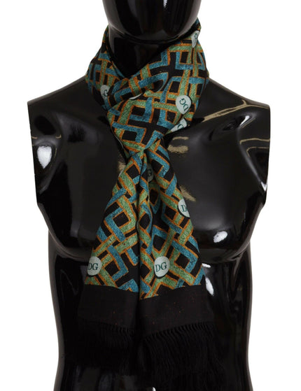 Dolce & Gabbana Multicolor DG Logo Shawl Warm Neck Wrap Fringe Scarf - Ellie Belle