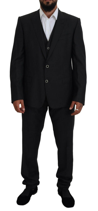 Dolce & Gabbana Black Single Breasted 3 Piece MARTINI Suit - Ellie Belle