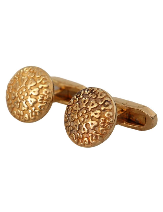 Dolce & Gabbana Gold Plated Brass Round Pin Men Cufflinks - Ellie Belle