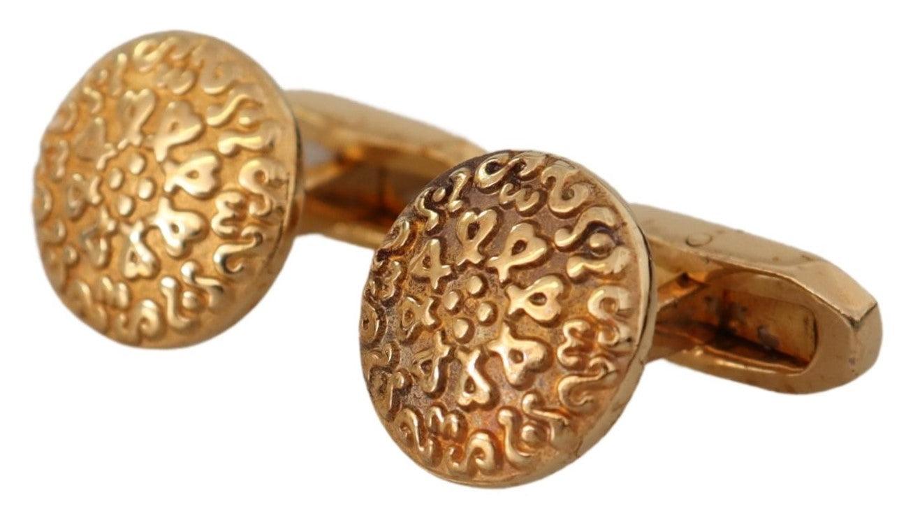 Dolce & Gabbana Gold Plated Brass Round Pin Men Cufflinks - Ellie Belle