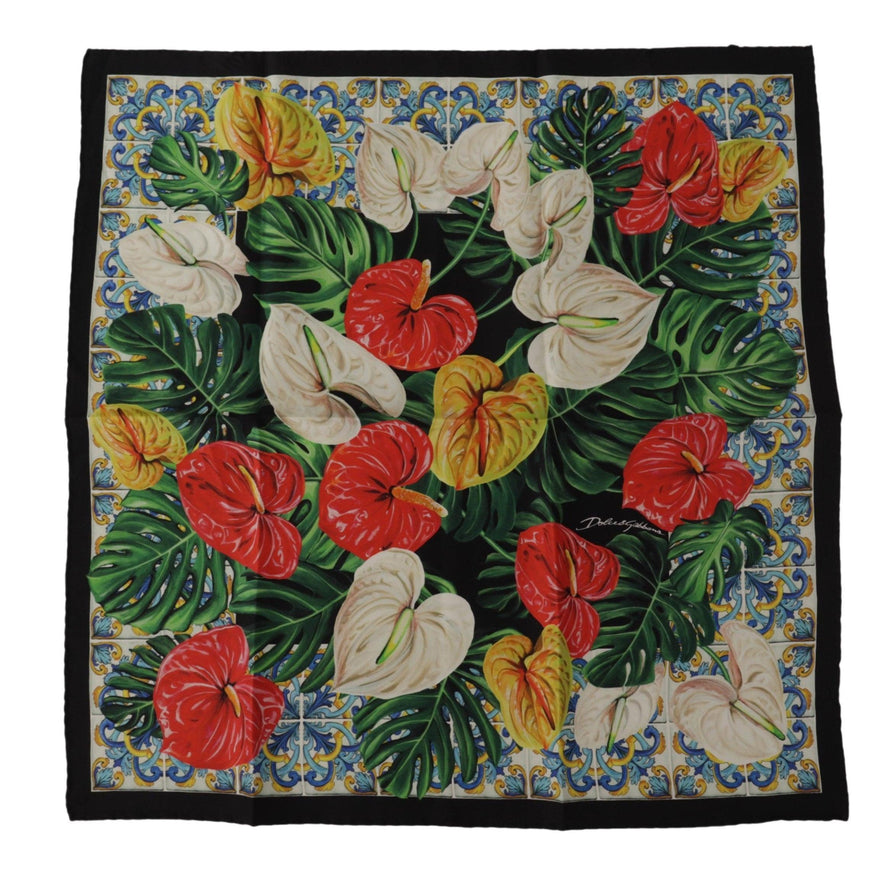 Dolce & Gabbana Multicolor Silk Floral Print Square Wrap Scarf - Ellie Belle