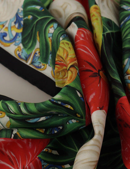 Dolce & Gabbana Multicolor Silk Floral Print Square Wrap Scarf
