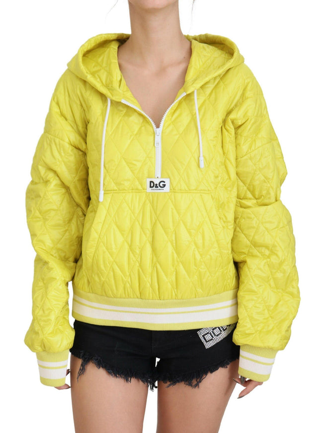 Dolce & Gabbana Yellow Nylon Quilted Hooded Pullover Jacket - Ellie Belle