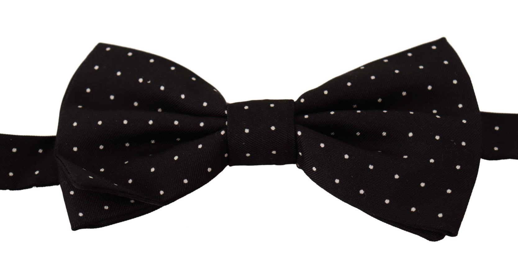 Dolce & Gabbana Black White Polka Dot Silk Adjustable Neck Papillon Bow Tie - Ellie Belle