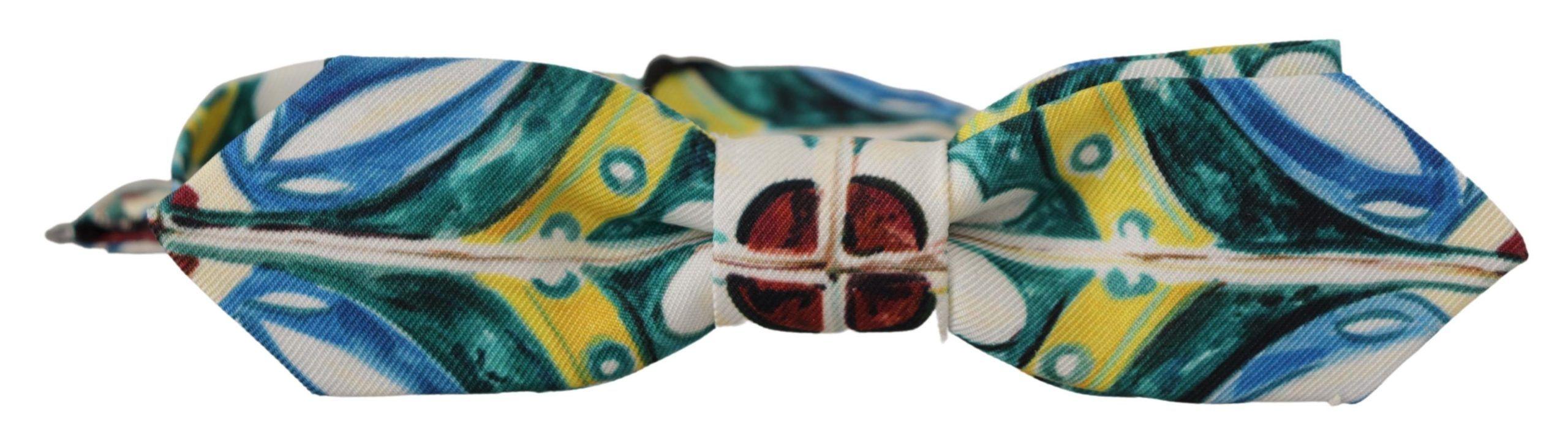 Dolce & Gabbana Multicolor Majolica Print Adjustable Papillon Bow Tie - Ellie Belle