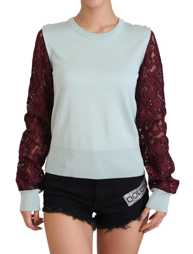 Dolce & Gabbana Multicolor Lace Round Neck Pullover Sweater - Ellie Belle