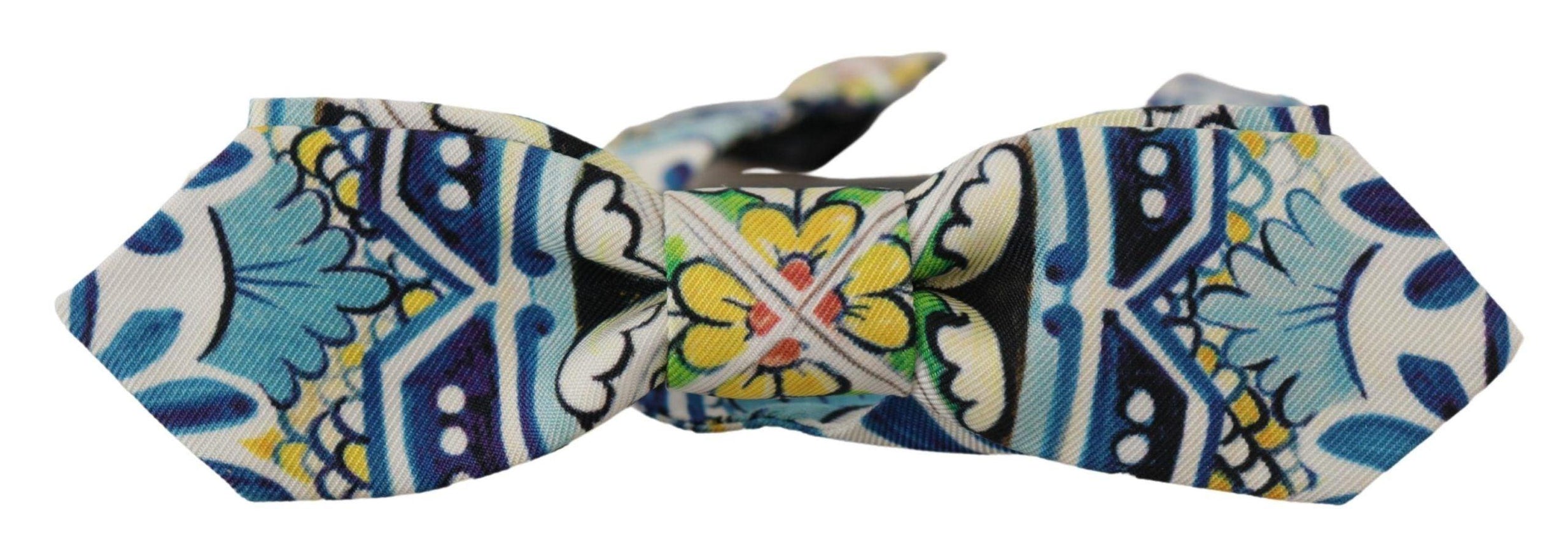 Dolce & Gabbana Multicolor Majolica Print Adjustable Papillon Bow Tie - Ellie Belle