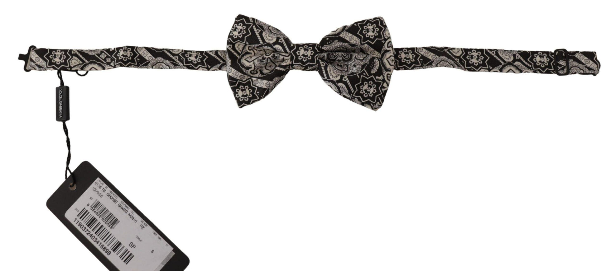 Dolce & Gabbana Black Fantasy Pattern Adjustable Neck Papillon Bow Tie - Ellie Belle