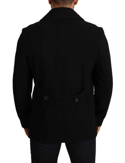 Dolce & Gabbana Black Wool Trench Peacoat Jacket - Ellie Belle