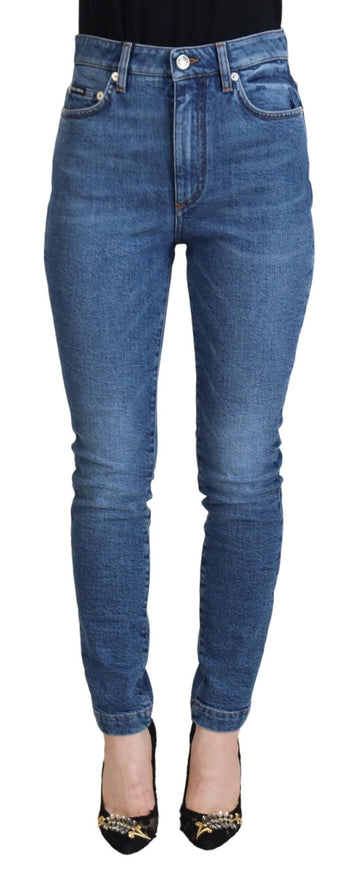 Dolce & Gabbana Blue Cotton Skinny High Waist Denim Jeans - Ellie Belle