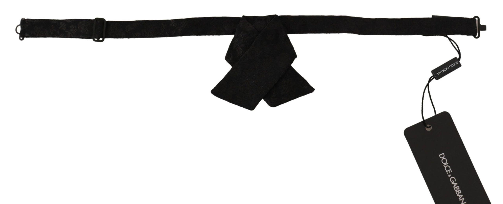 Dolce & Gabbana Black 100% Silk Adjustable Neck Papillon Bow Tie - Ellie Belle