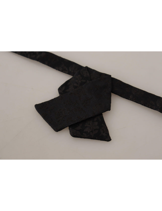 Dolce & Gabbana Black 100% Silk Adjustable Neck Papillon Bow Tie - Ellie Belle