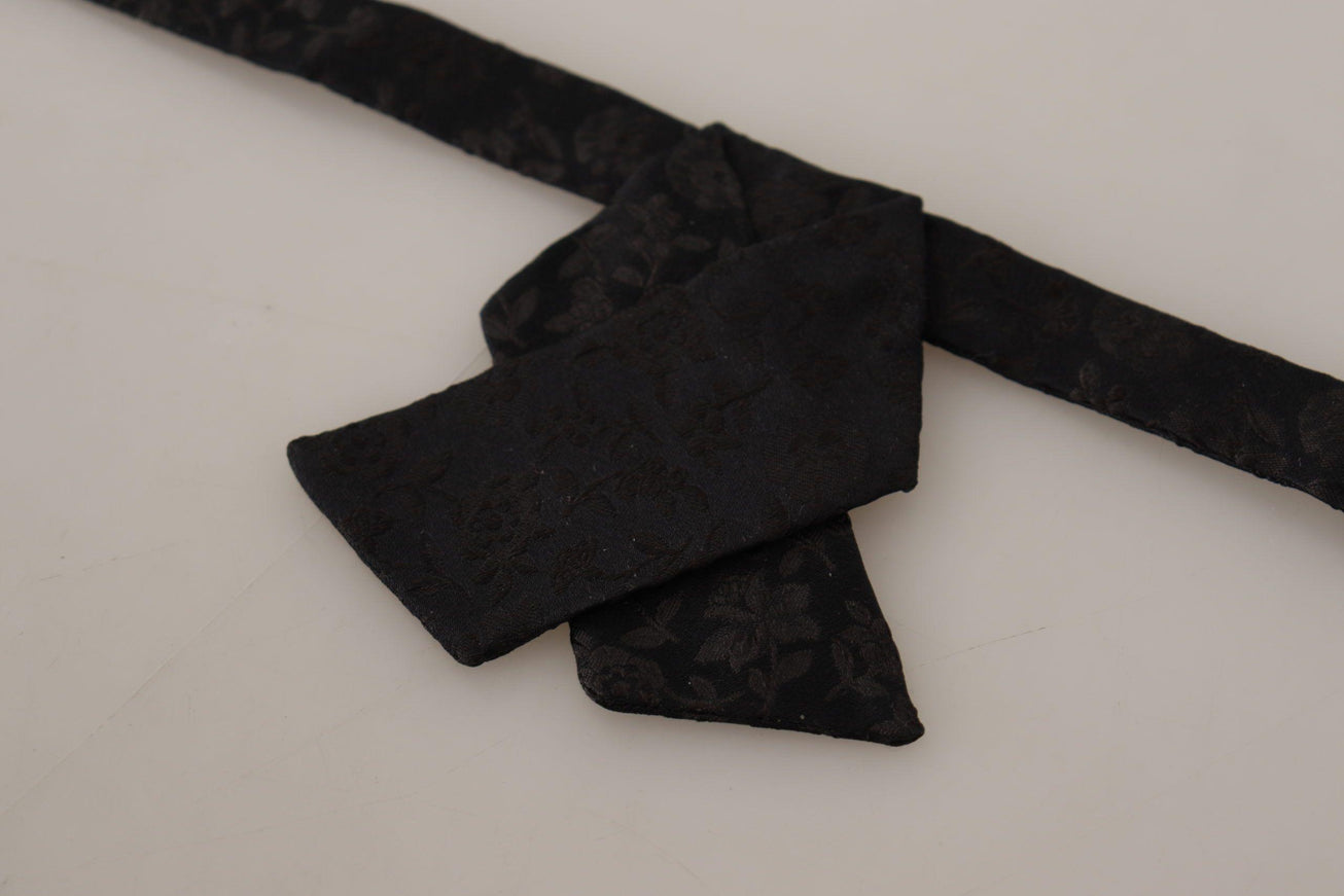 Dolce & Gabbana Black 100% Silk Adjustable Neck Papillon Bow Tie - Ellie Belle