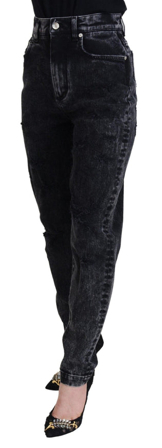 Dolce & Gabbana Black Washed Cotton High Waist Denim Jeans - Ellie Belle