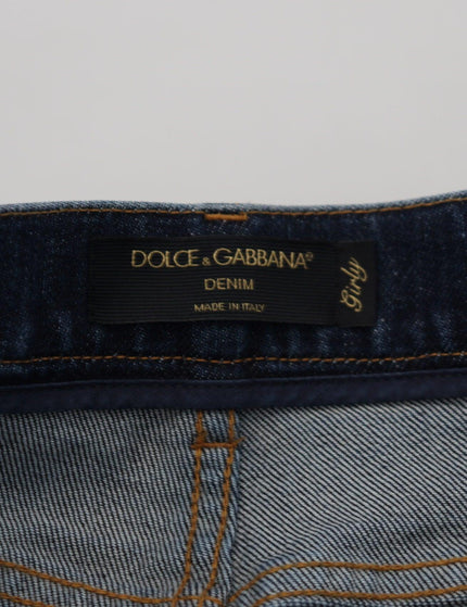 Dolce & Gabbana Blue Cotton High Waist Skinny Denim Jeans - Ellie Belle