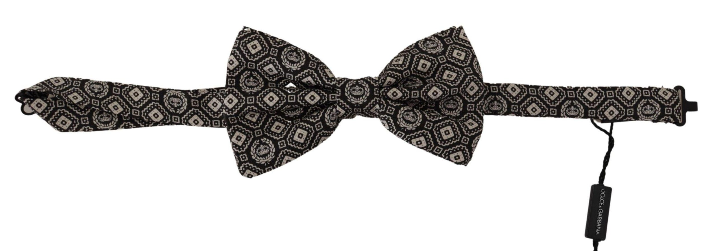 Dolce & Gabbana Black Fantasy Pattern Adjustable Neck Papillon Bow Tie - Ellie Belle