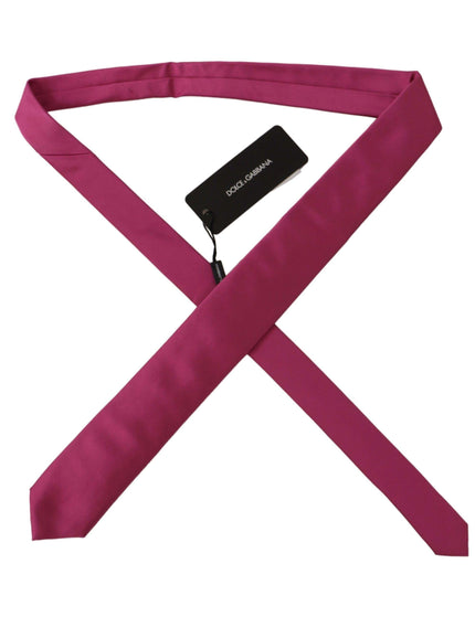 Dolce & Gabbana Pink Solid Print Silk Adjustable Necktie Accessory Tie - Ellie Belle