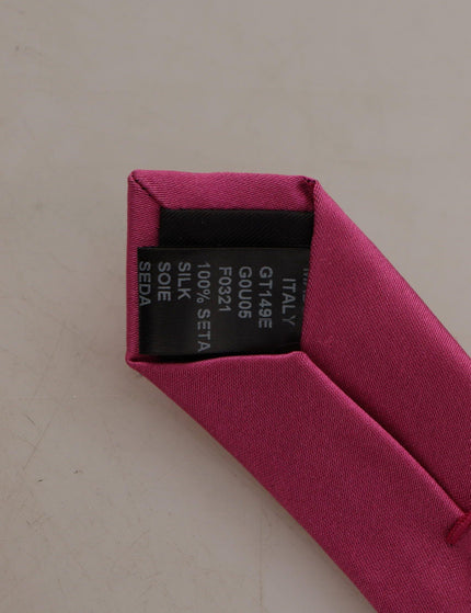 Dolce & Gabbana Pink Solid Print Silk Adjustable Necktie Accessory Tie - Ellie Belle