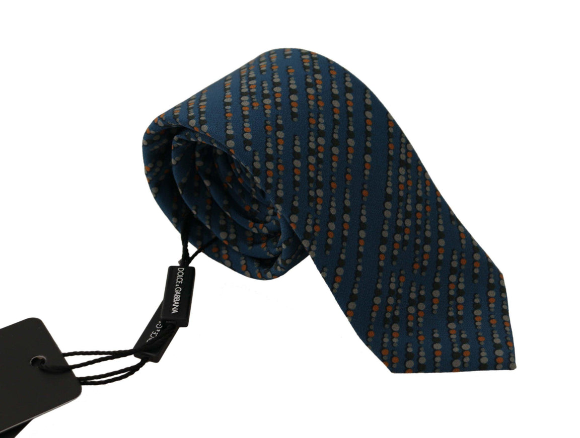 Dolce & Gabbana Blue Circle Fantasy Print Silk Adjustable Accessory Tie - Ellie Belle