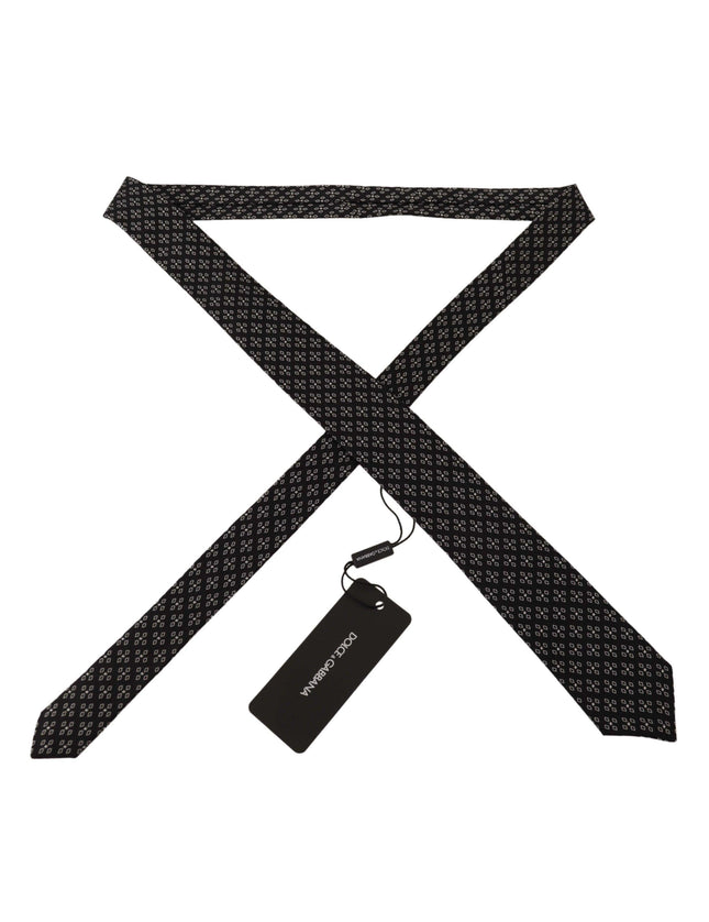 Dolce & Gabbana Black White Square Geometric Print Adjustable Accessory Tie - Ellie Belle