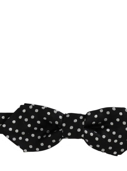 Dolce & Gabbana Black Polka Dots Silk Adjustable Neck Papillon Men Bow Tie