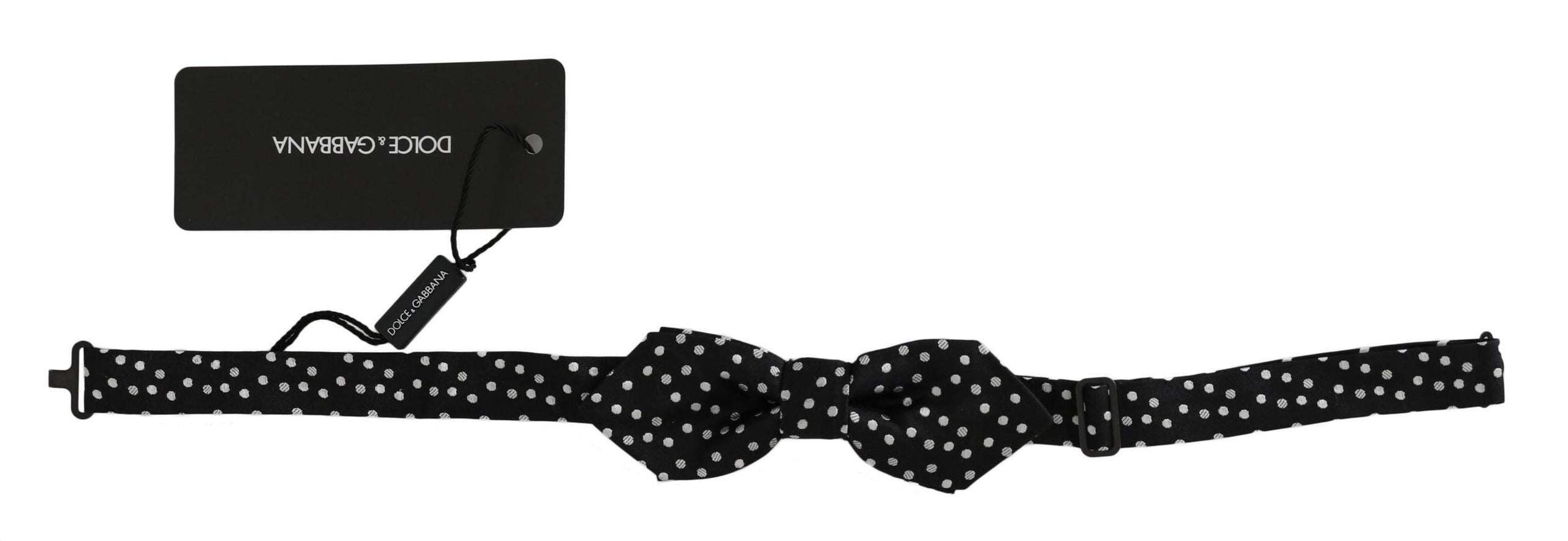 Dolce & Gabbana Black Polka Dots Silk Adjustable Neck Papillon Men Bow Tie - Ellie Belle