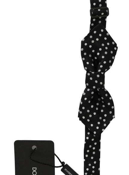 Dolce & Gabbana Black Polka Dots Silk Adjustable Neck Papillon Men Bow Tie