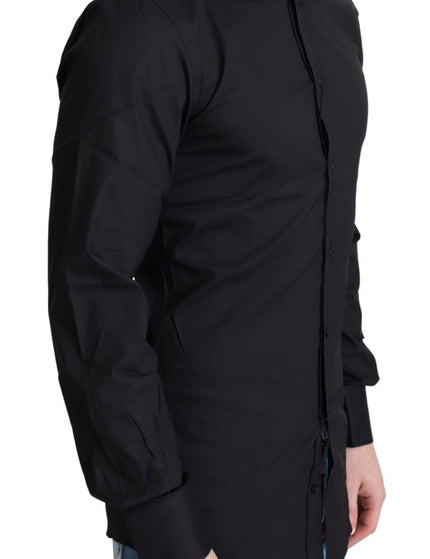 Dolce & Gabbana Men's Black Cotton Blend Formal Dress Shirt - Ellie Belle