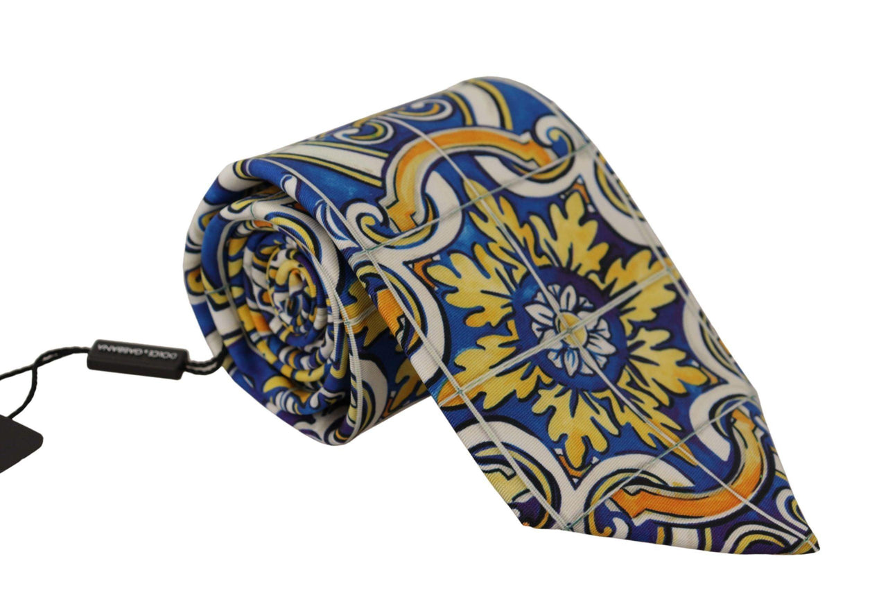 Dolce & Gabbana Multicolor Majolica Accessory 100% Silk Necktie - Ellie Belle