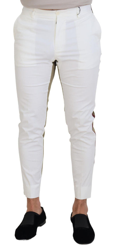 Dolce & Gabbana White Brown Slim Fit Chino Pants - Ellie Belle